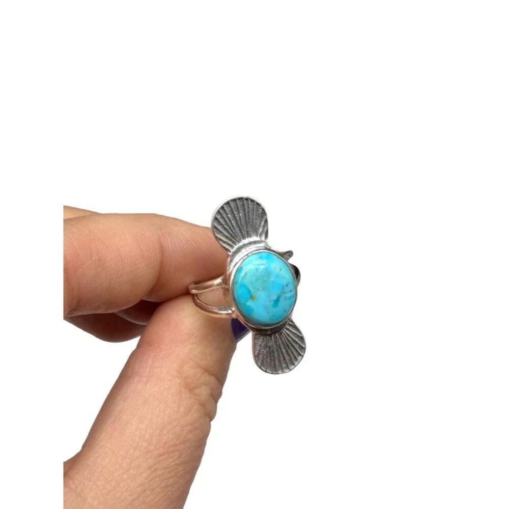 Kingman Mohave Turquoise Ring Size 6.5 Solid 925 Sterling Silver